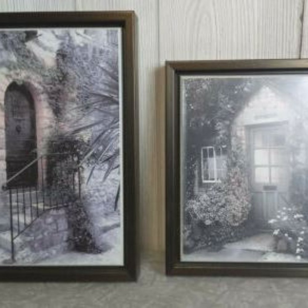 "The Grey Cottage" Set of 2 Prints, Wallhangings ~ Cottagecore Farmcore Country